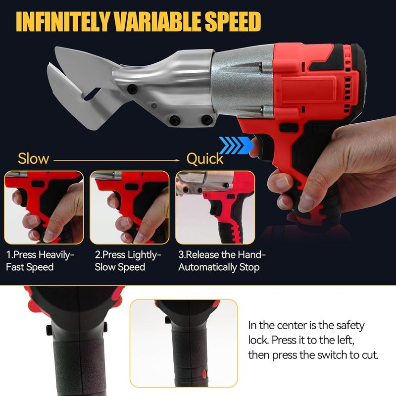 dcvbny Brushless Cordless Metal Shears with LED & LCD Display, 2500 RPM Compatible with Mil-waukee M-18 Battery,Cuts 18GA Metal,Perfect for Stainless Sheet, Iron, Carpet, Leather, Cardboard (Tool Only) - Image 5